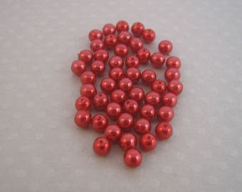 Set of 50 round pearls 4 mm Tangerine - A4-0239