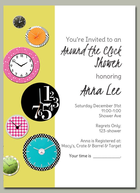 Around the Clock Wedding Shower Invitation