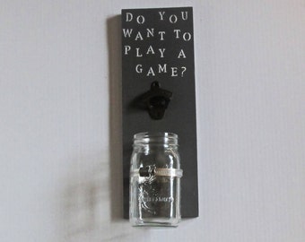 Hanging Beer Opener, Gray Beer Opener, Gray Beer Opener, Wooden Beer Sign, Husband Gift, Man Cave, Beer Pong, Bar Accent, Bar Accessories
