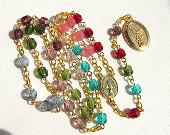 Archangel Michael Chaplet Angelic Crown Chaplet of Saint Michael Tourmaline Glass Rosary