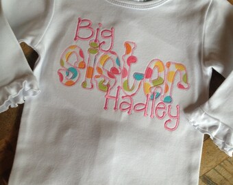 big sister applique shirt