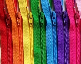 Ykk Zipper Rainbow Sampler Pack 10 zippers- available in 3,4,5,6,7,8,9,10,12,14,16,18,20 and 22 inches