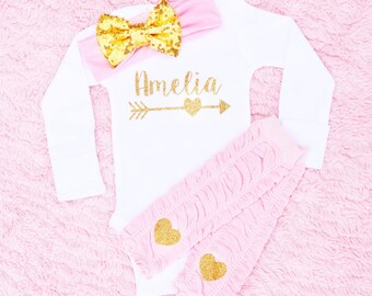 Personalized baby girl Outfit, Personalized Baby Girl Gift, Custom newborn girl Outfit, Monogrammed baby girl outfit, custom baby shirt