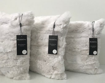 Three decorative pillow 40 * 40 cm made of natural rabbit fur