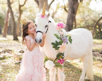 UNICORN horn attachment || for rocking horse, miniature horse, pony, horse, carousel horse || photography prop ||