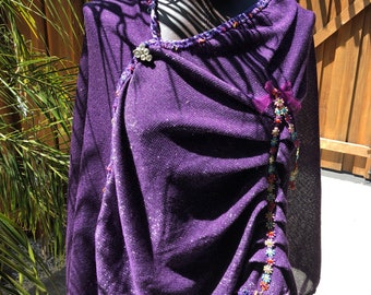 Large Shawl in Purple Glitter