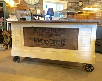 Beautiful Handmade Farmhouse Industrial Kitchen Island