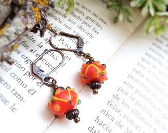 Boho Orange Earrings Autumn Earrings Mexican Earrings Cinco de Mayo Fiesta Earrings Boho Orange Jewelry Colorful Earrings Pumpkin Earrings