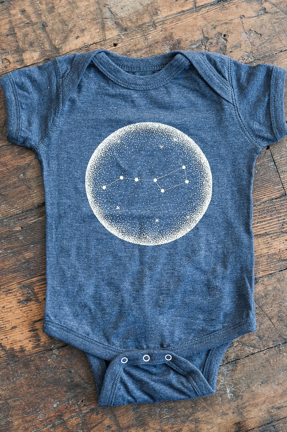 Little Dipper Vintage Navy Baby Onesie. Unisex Constellation