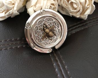 Bumble bee purse hook, bee gift, bumblebee purse holder, purse holder hook, purse hanger, bag hook, diaper bag holder, nautical gift