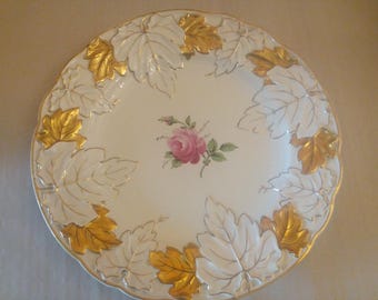 Beautiful old handmade plate 30cm with goldstaffage hand painted,