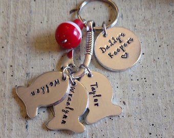 Custom personalized name fishing keychain with fish hook tackle lure bobber great gift for dad Papa grandpa daddy father's Day Hand Stamped