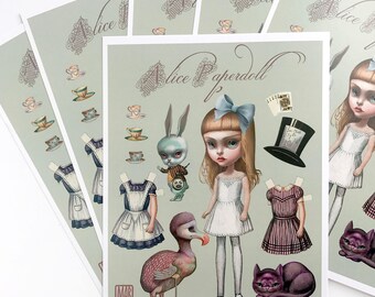 Alice - full color Big Eyes pop surrealism paper art doll sheet - by Mab Graves