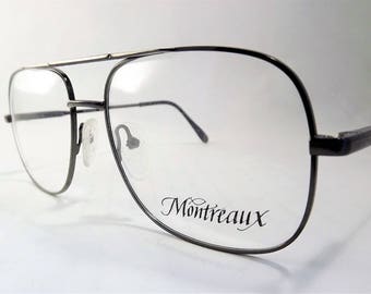 Mens Glasses, Aviator Eyeglasses, Double Bridge Glasses, Bronze Wire Eyeglasses, Gunmetal Glasses, Big Aviator Glasses, Flexible Temple Arms