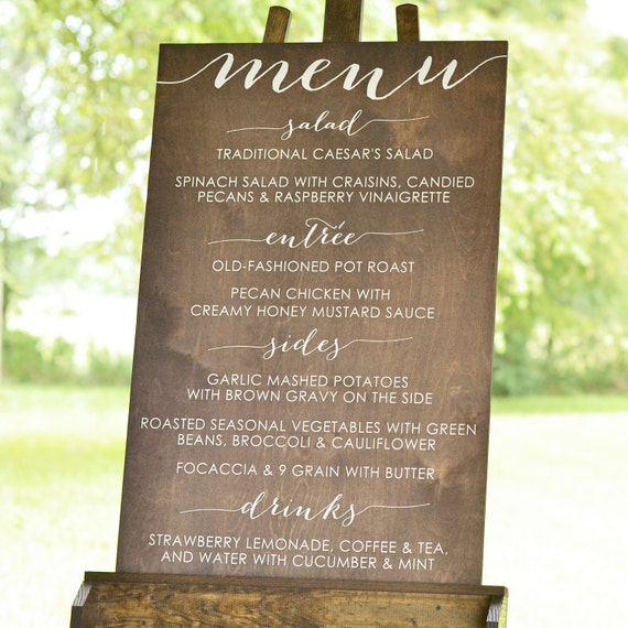 Wedding Menu Sign Wooden Menu Sign Wedding Menu Board