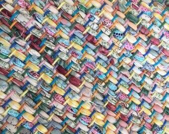 Hand Woven Yellow Spring Patchwork Table Runner - 14" x 34"