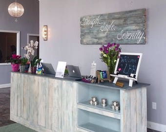 Reception desk - Cash wrap counter with front display shelves- made to order - Annabelle