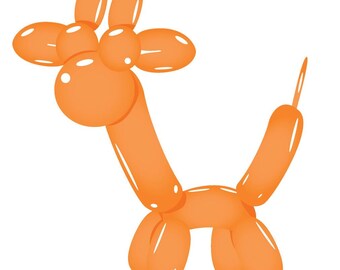 Vinyl Decal Slap Sticker Multi Color - Cute Birthday Party Balloon Animal - Orange Giraffe (Tall)