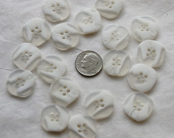 18 White Buttons, Marbled White Matching Buttons, Rouned corner squares Crafting, Jewelry ( AA 146 )