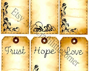 Vintage Tags Digital Download