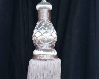 1 Silver Beautiful Luxurious Vintage Look Handmade Window Treatment Curtain Drapery Tassel Double Cord/Rope Tieback/Holdback Drape Pull Back