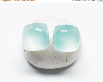 25% OFF Chalcedony Gemstone . 6mm Squares . Sterling Silver Posts Studs Earrings . Pale Baby Blue Earrings . Free Shipping . Minimalist . E1