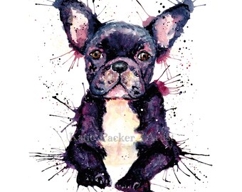 Watercolour French Bulldog, Fine art print