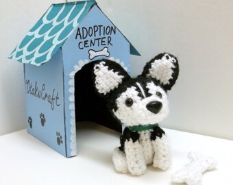 MADE TO ORDER Black Husky Amigurumi