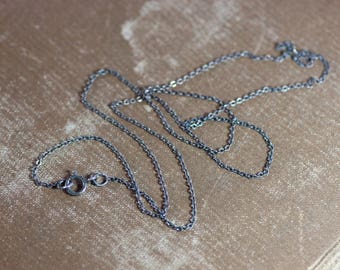 Fine Antiqued Sterling Silver Cable Chain 15 Inches 1mm