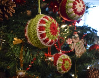 Scandi style bauble Crochet Ornament Set of 3 - Traditional Christmas tree hanging decorations - Scandi style home decor soft furnishings