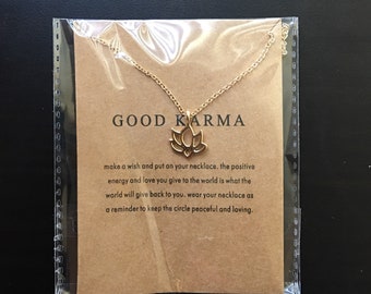 Gold lotus necklace, flower necklace
