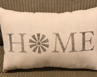 Home Windmill Grain Sack Pillow