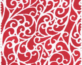 Vine Fabric, Swirl Fabric, Scrollwork Fabric - Fresh Fallen Snow Swirls by Maywood Studio in RED MAS16005-R - 1/2 yard