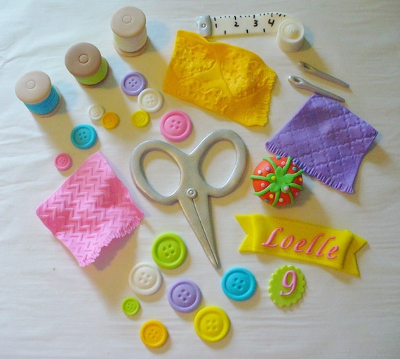 Edible Sewing Themed Cake Decorations Edible Sewing Themed Cake Decorations