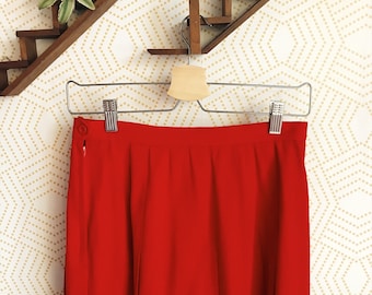 1980s Red Pleated A-Line Skirt, High Waisted A-Line Skirt, Vintage Skirt, Vintage Red Skirt, Vintage Pleated Skirt, Made in the USA