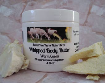 Essential Oil Whipped Body Butter-Warm Cocoa-All natural with cocoa butter