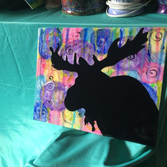 Abstract Moose Silhouette brilliant coloring Painting Wall