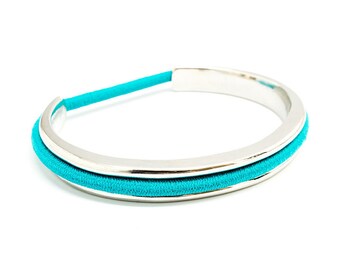 Hair Tie Bracelet, Hair Tie Bracelet Cuff, Hair Band Bracelet in Ella Silver hair tie holder