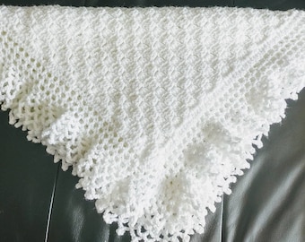 Flo's Lacy baby Afghan, Christening Shawl, Crochet Pattern, baby blanket, lace edging, first blanket, heirloom, baby blanket, gift, shower