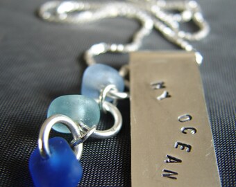 Sea Glass Jewelry / sea glass pendant / silver necklace / Ocean necklace / gift for her / beach glass necklace / gift for ocean lover