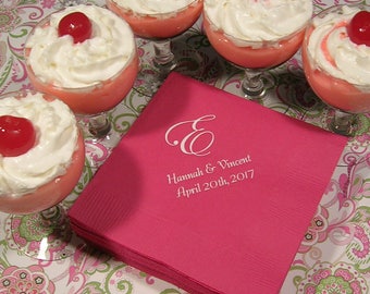 Monogrammed wedding napkins Personalized wedding reception napkins monogram set of 50