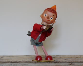 Vintage Pinocchio with Cymbals Wind Up Toy