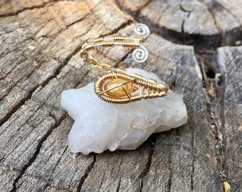 Citrine 14ct. Goldfill and Sterling Silver Wrap Ring