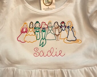 Princess Silhouettes Vintage Stitch Design, .dst ONLY