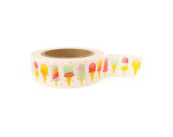 Washi tape - Ice cream, bright colors, stationery, stationary, LittleLeftyLou, Snail Mail, Happy mail, masking tape, 10 meter, summer washi