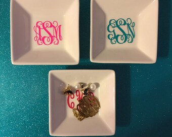 Monogrammed Ring Dish Personalized Jewelry Bowl Organizer Engagement Ring Holder