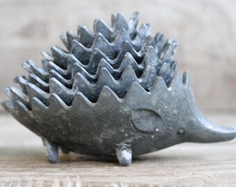 Soviet Vintage HEDGEHOG 6 Ancient heavy ashtrays in the form of hedgehogs from metal in Walter Bosse style. 70s Ash Tray USSR 1970s