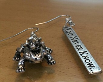 Frog prince dangle earrings