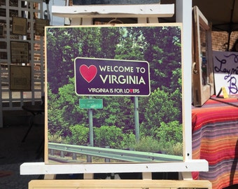 Virginia is for Lovers Wood Block (Square Shaped)