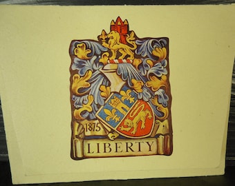 vintage scarf Liberty made in England with butterfly cutout envelope stamped Liberty
